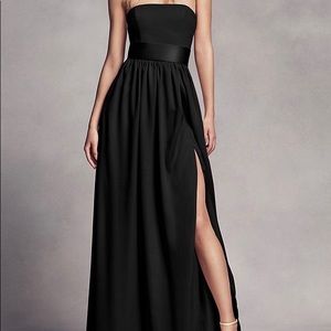 Long Strapless Bridesmaid Dress with Belt